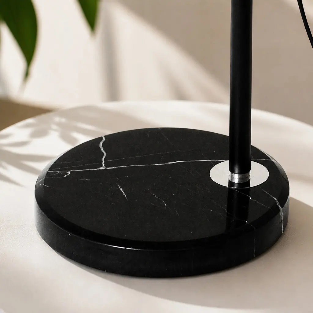 LED Floor Lamp Reading Light Adjustable Arm Marble Base Grey Black