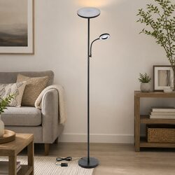 Modern Floor Lamp 2-in-1 Adjustable Reading Light Remote Control Timer Dimmable