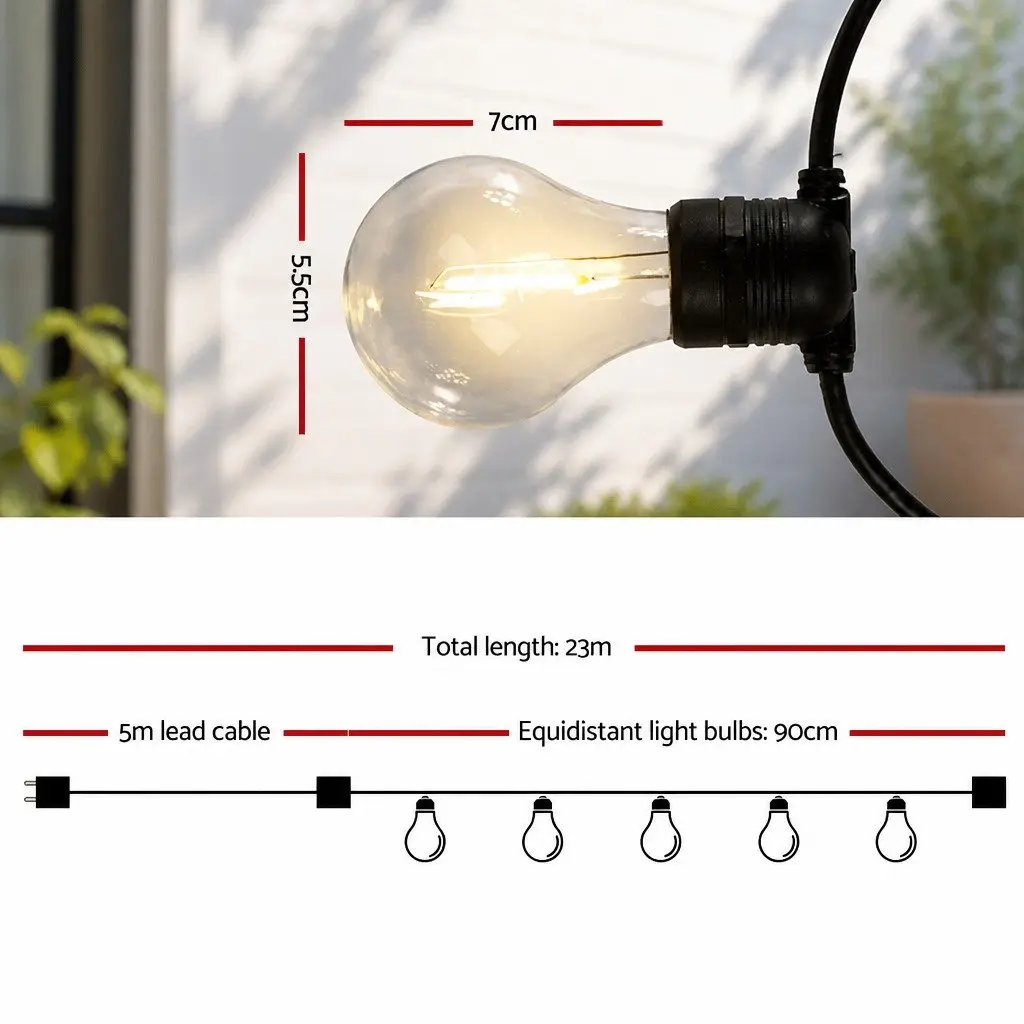 Festoon String Lights 23m Outdoor Wedding Garden Party Warm White LED
