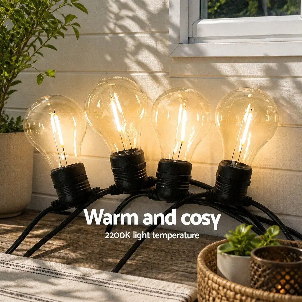 Festoon String Lights 23m Outdoor Wedding Garden Party Warm White LED