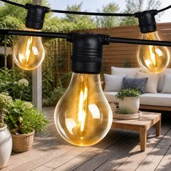 Festoon String Lights 50m Outdoor Wedding Garden Party Warm White LED