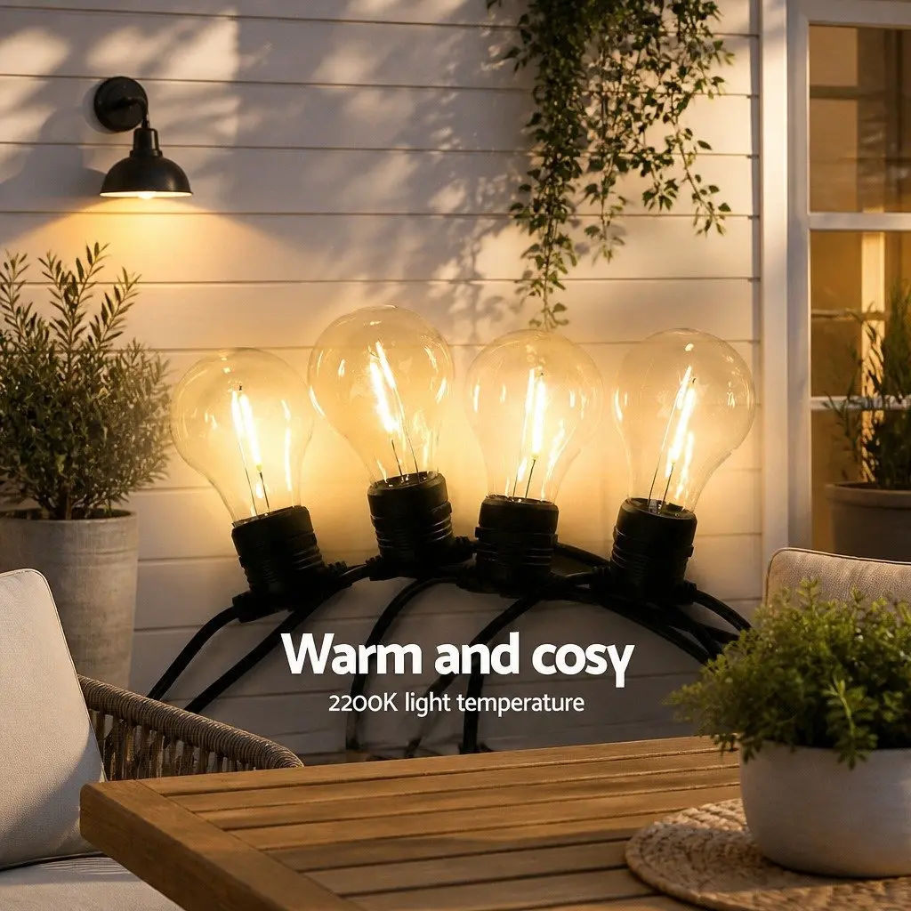 68m Festoon String Lights Outdoor Wedding Garden Party Warm White LED