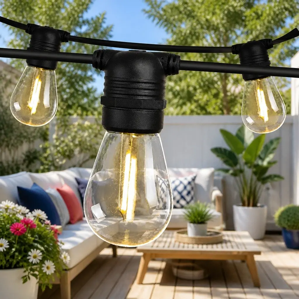 Warm White LED Festoon String Lights 14m Wedding Party Outdoor Garden