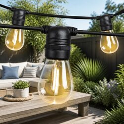 Festoon String Lights 23m LED Warm White Outdoor Garden Wedding Party
