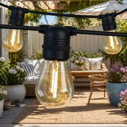 50m Festoon String Lights - Warm White, Safe and Practical