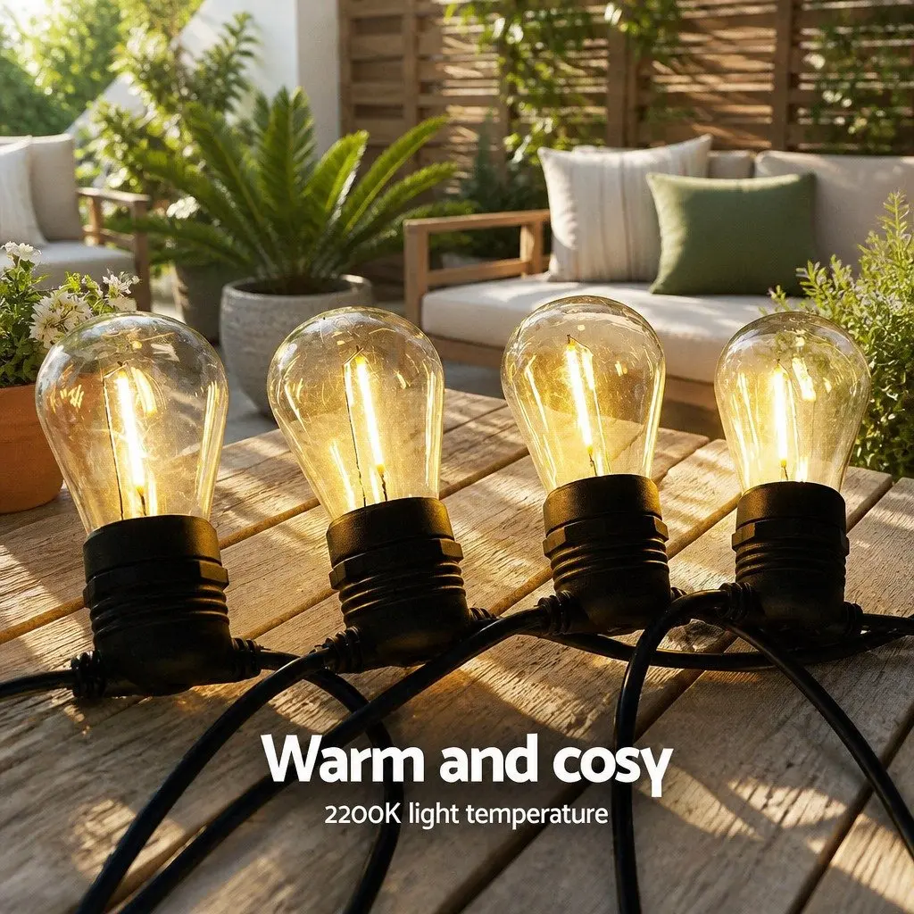 Festoon String Lights Warm White LED Outdoor Wedding Party 68m
