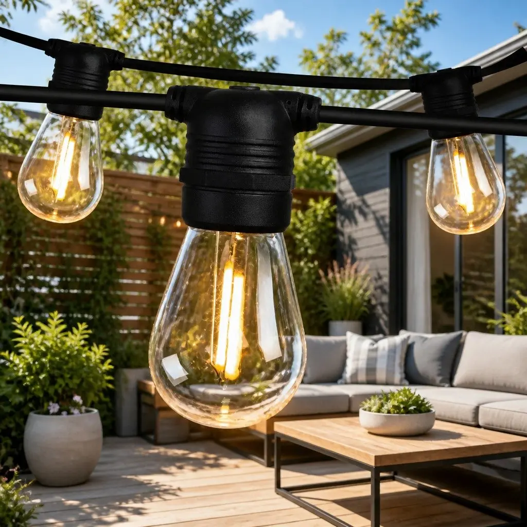 Festoon String Lights Warm White LED Outdoor Wedding Party 68m