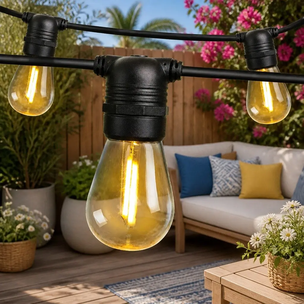 86m Festoon String Lights with Warm White Glow