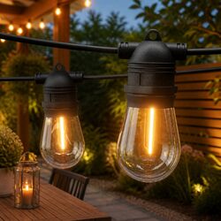 Quality 19m Festoon String Lights with Warm White Glow