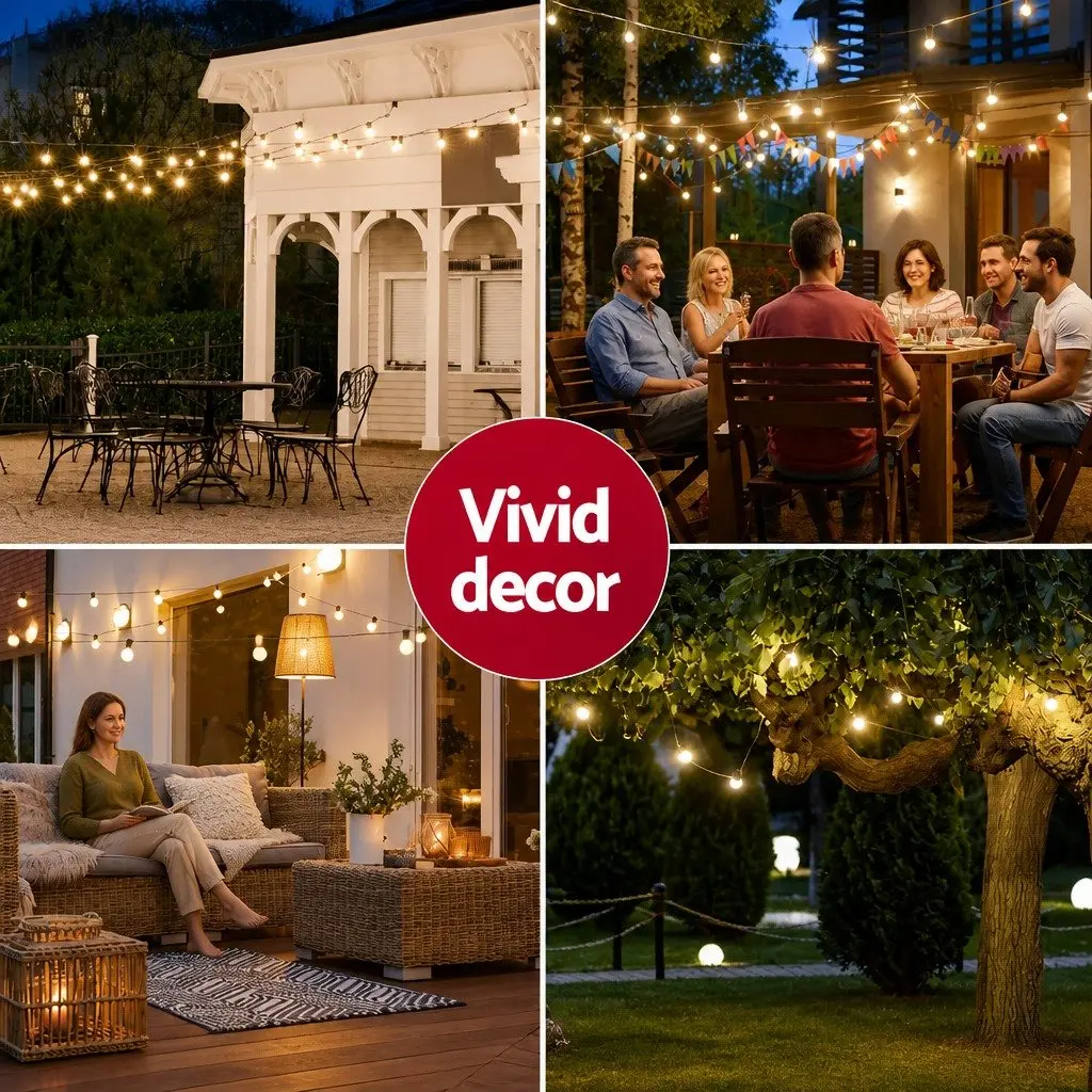 Festoon String Lights Warm White 19m Indoor Outdoor Christmas Party