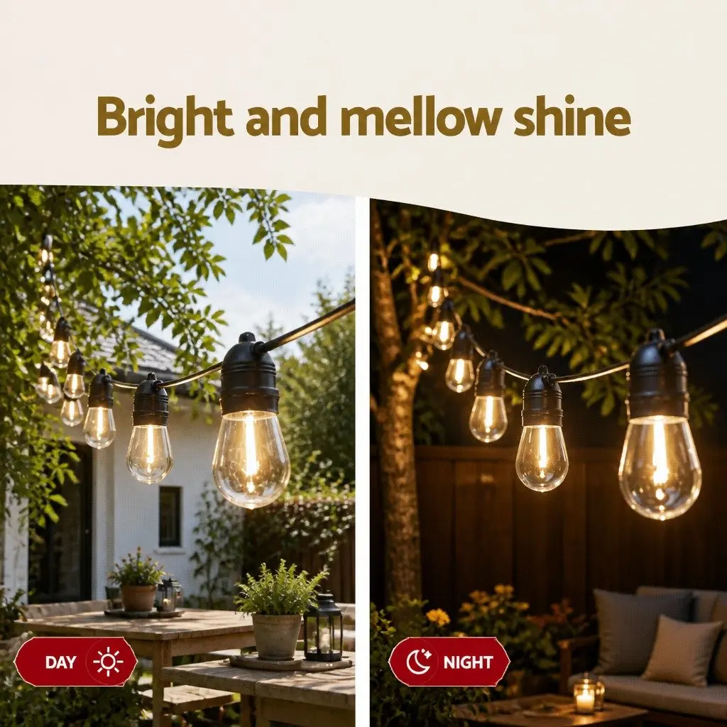 Festoon String Lights Warm White 19m Indoor Outdoor Christmas Party