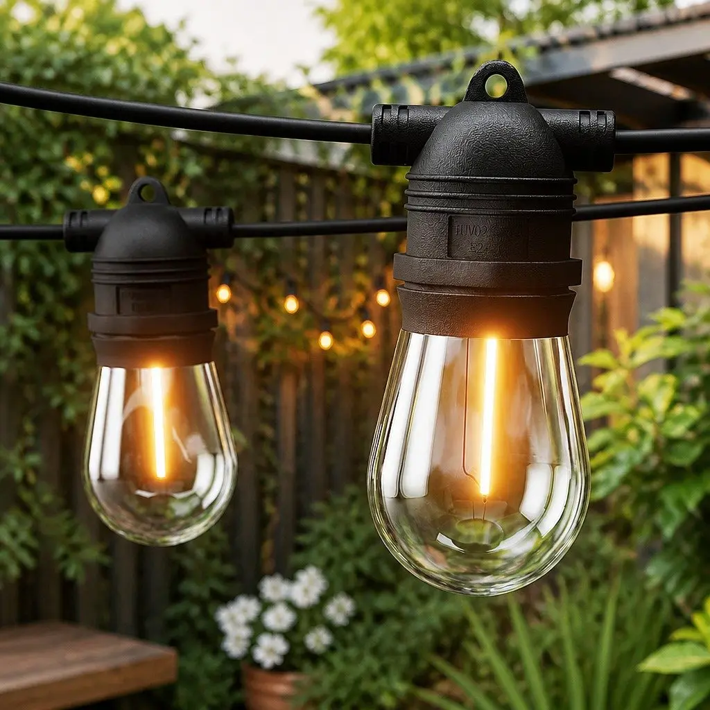 Festoon String Lights Warm White 37m 40 Bulbs Outdoor Garden
