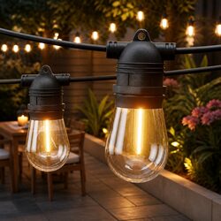 Reliable Festoon Lights 46m with Warm White Bulbs