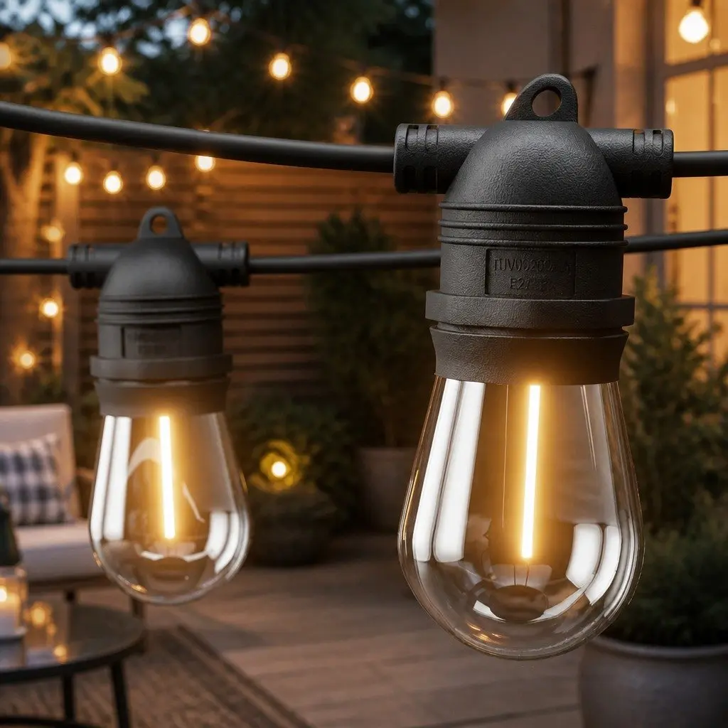 Festoon Lights Warm White String Lights 46m 50 Bulbs Indoor Outdoor Party Garden