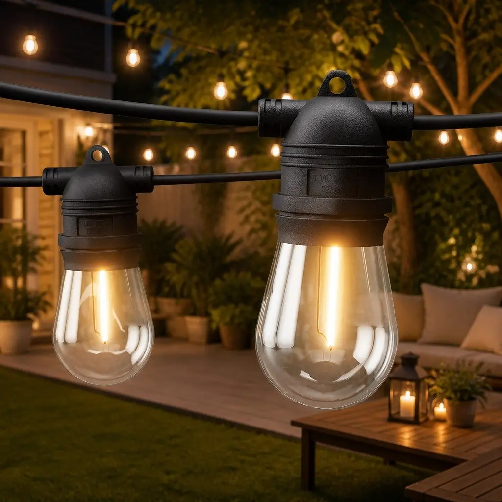 String Lights Warm White Festoon 55m Outdoor Decoration for Christmas Party