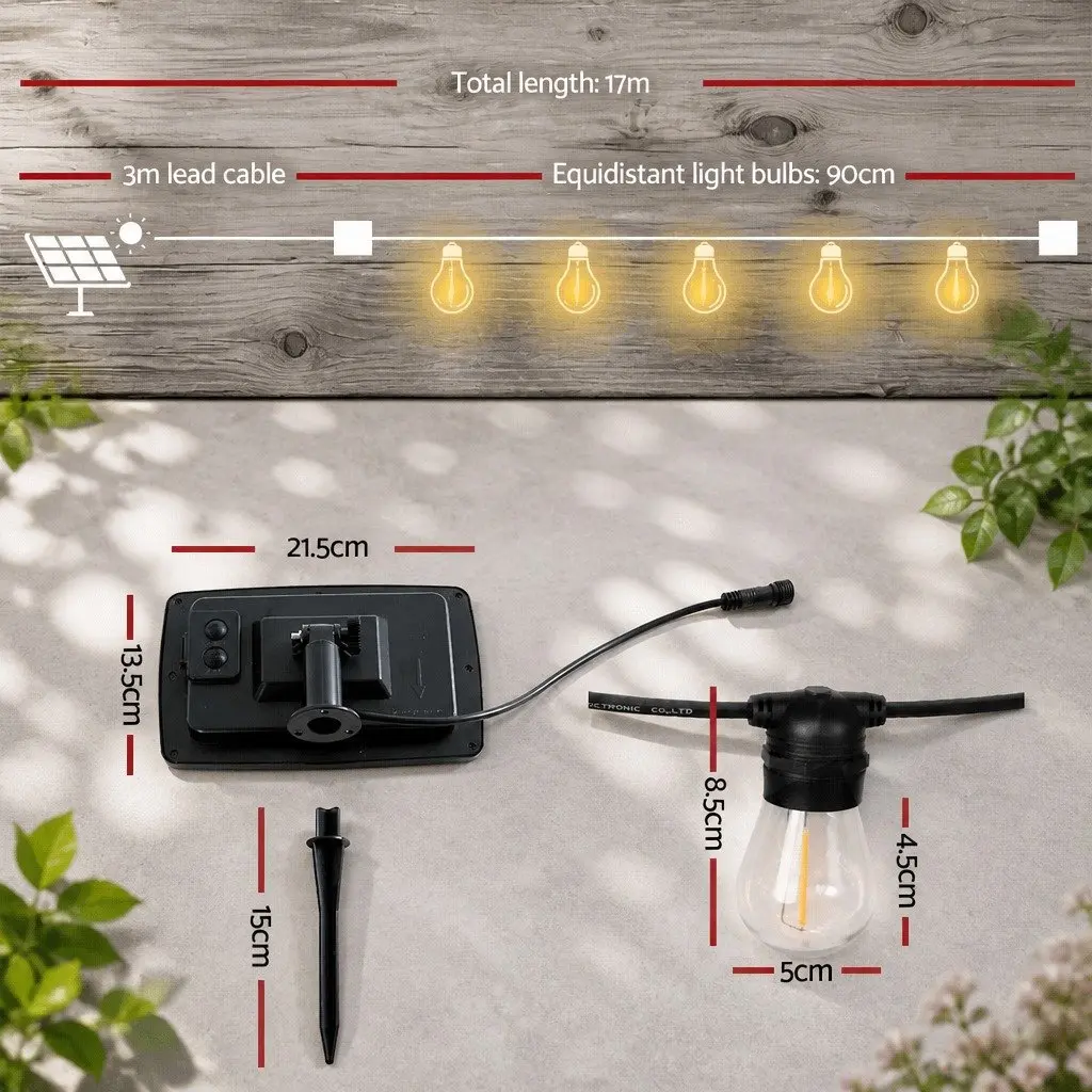 Solar Festoon Lights Outdoor Garden Party 17m Warm White
