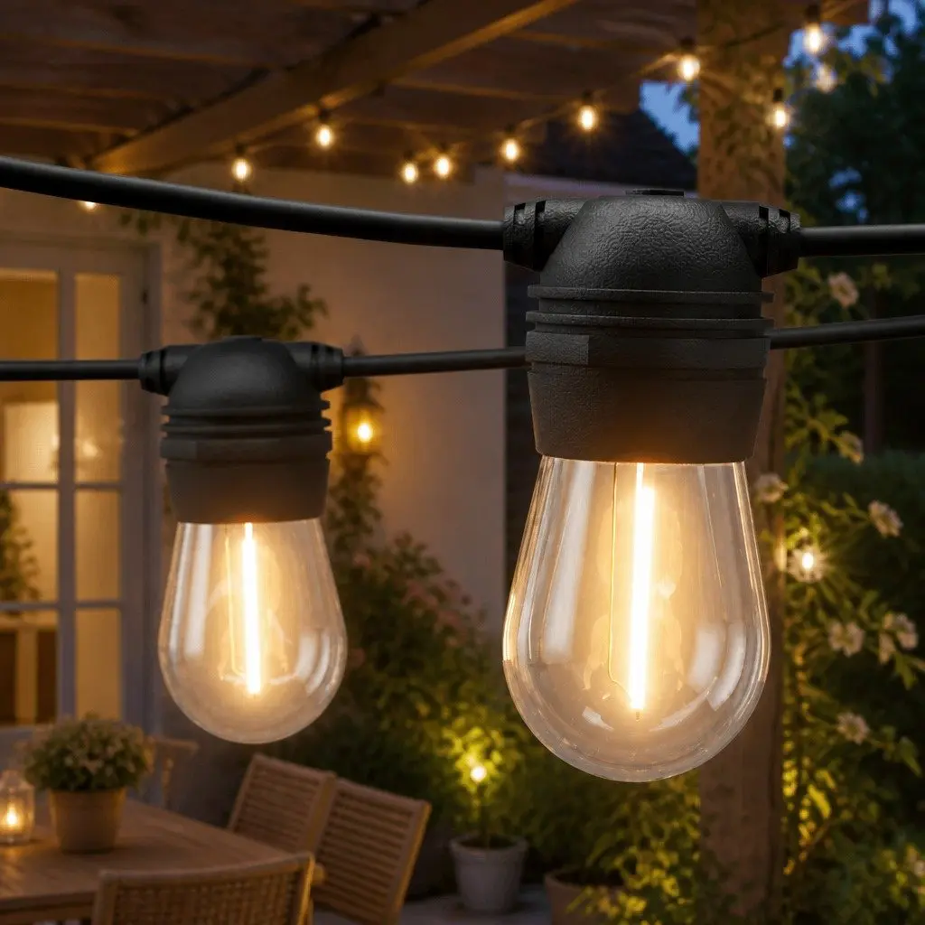 23m Solar Festoon String Lights for Year-Round Use