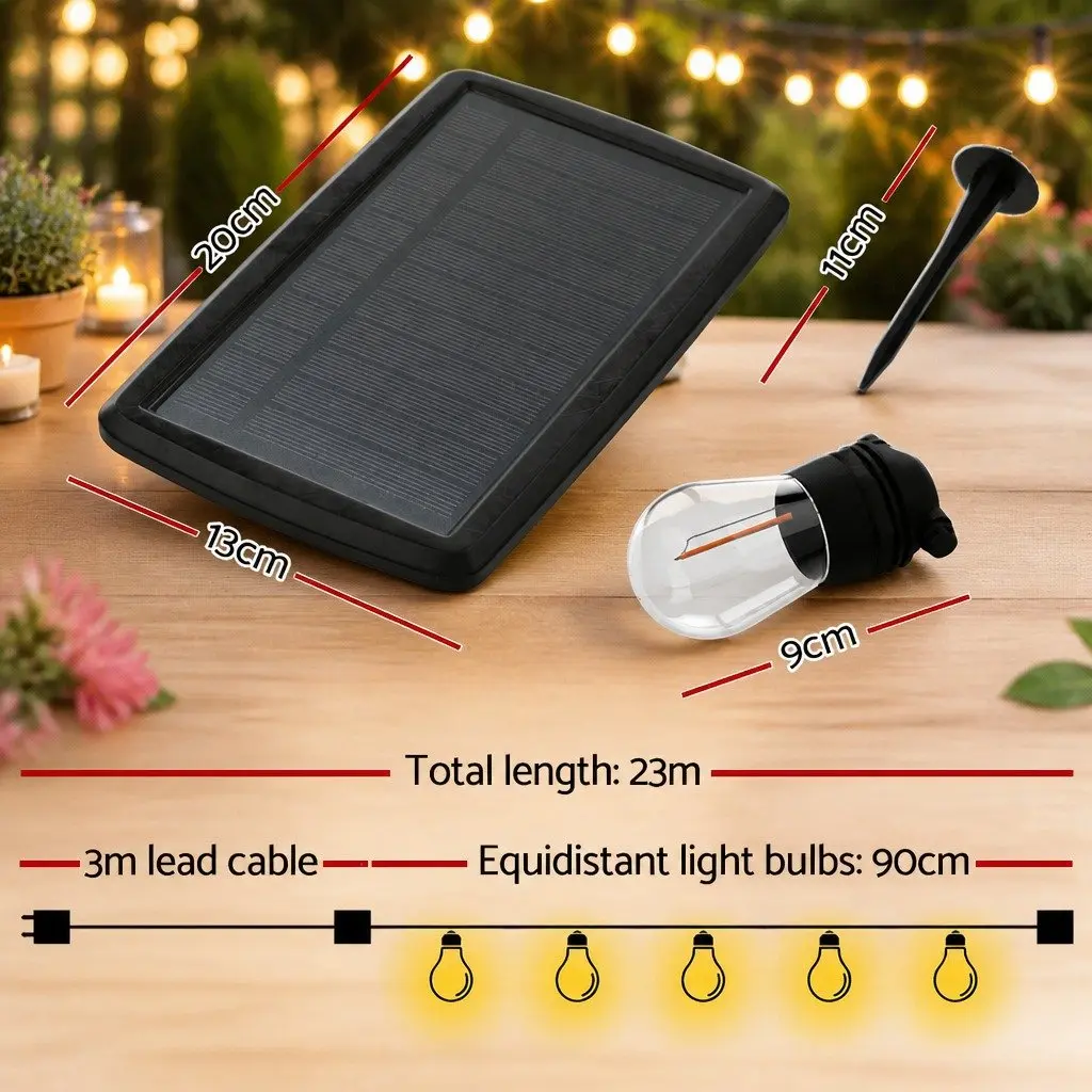 23m Solar Festoon String Lights for Year-Round Use