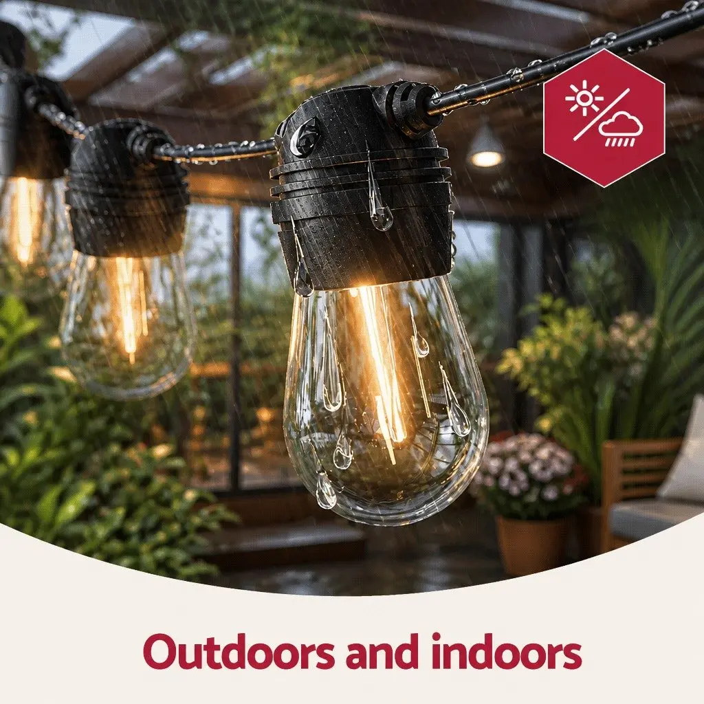 23m Solar Festoon String Lights for Year-Round Use