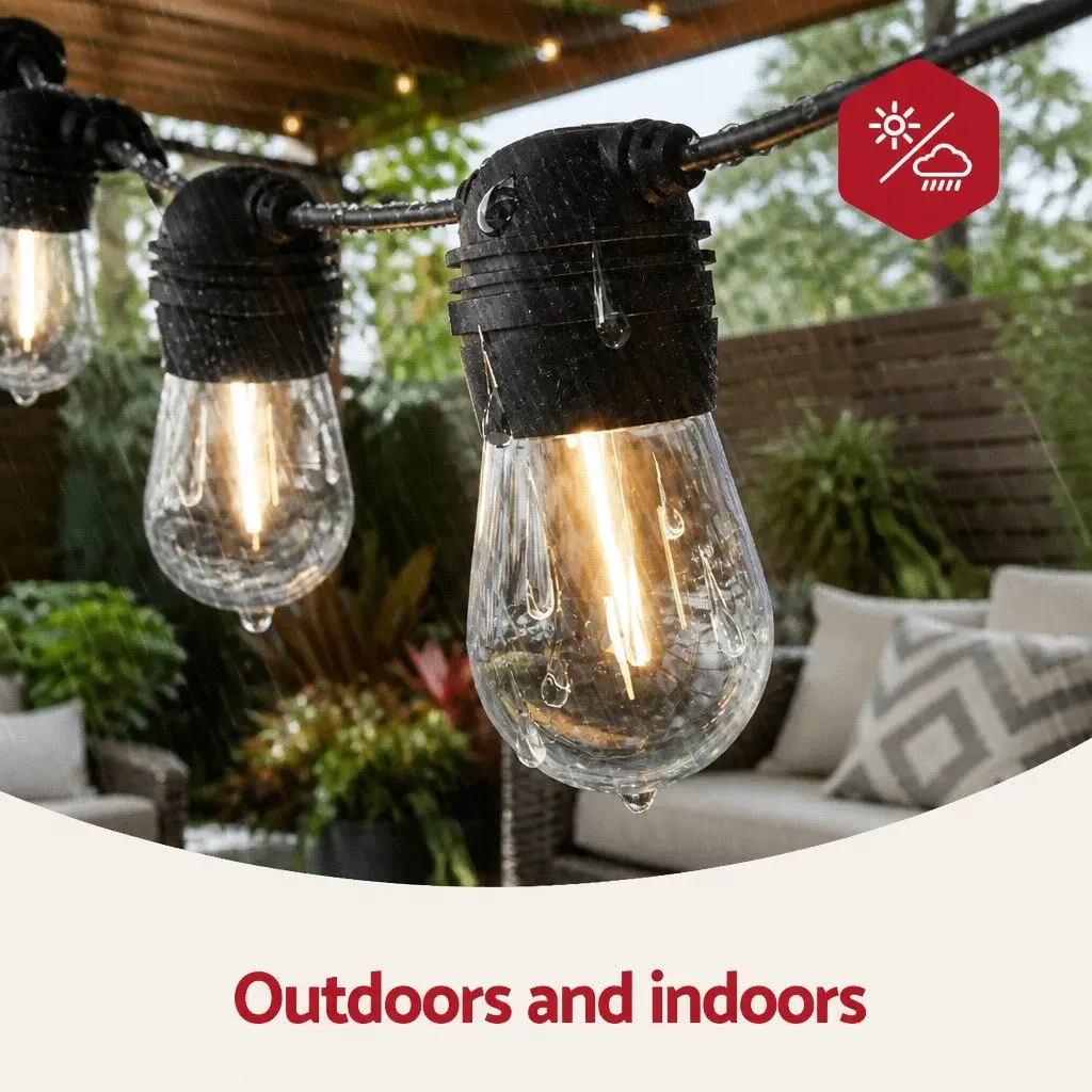 32m Solar Festoon String Lights for Year-Round Use