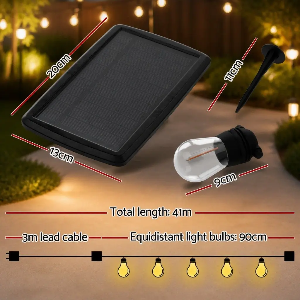41m Solar Festoon String Lights for Outdoor Use