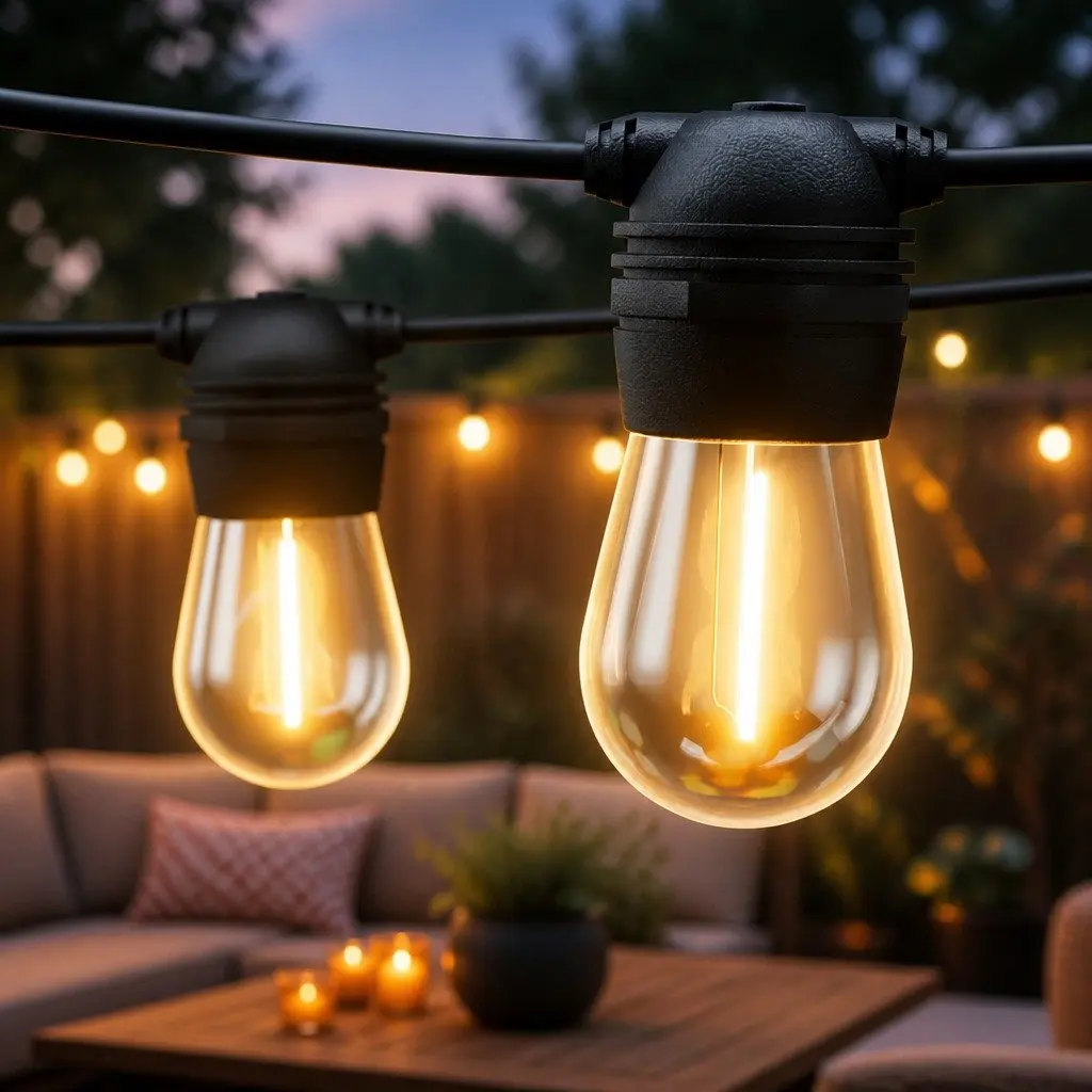 50m Solar Festoon String Lights Warm White Outdoor LED Christmas Party