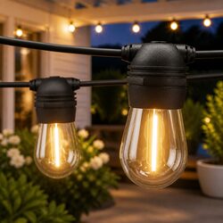 59m Solar Festoon String Lights Warm White Outdoor LED Christmas Party