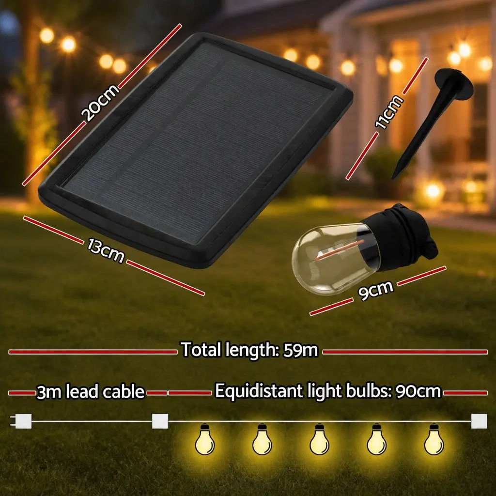 59m Solar Festoon String Lights for Year-Round Use