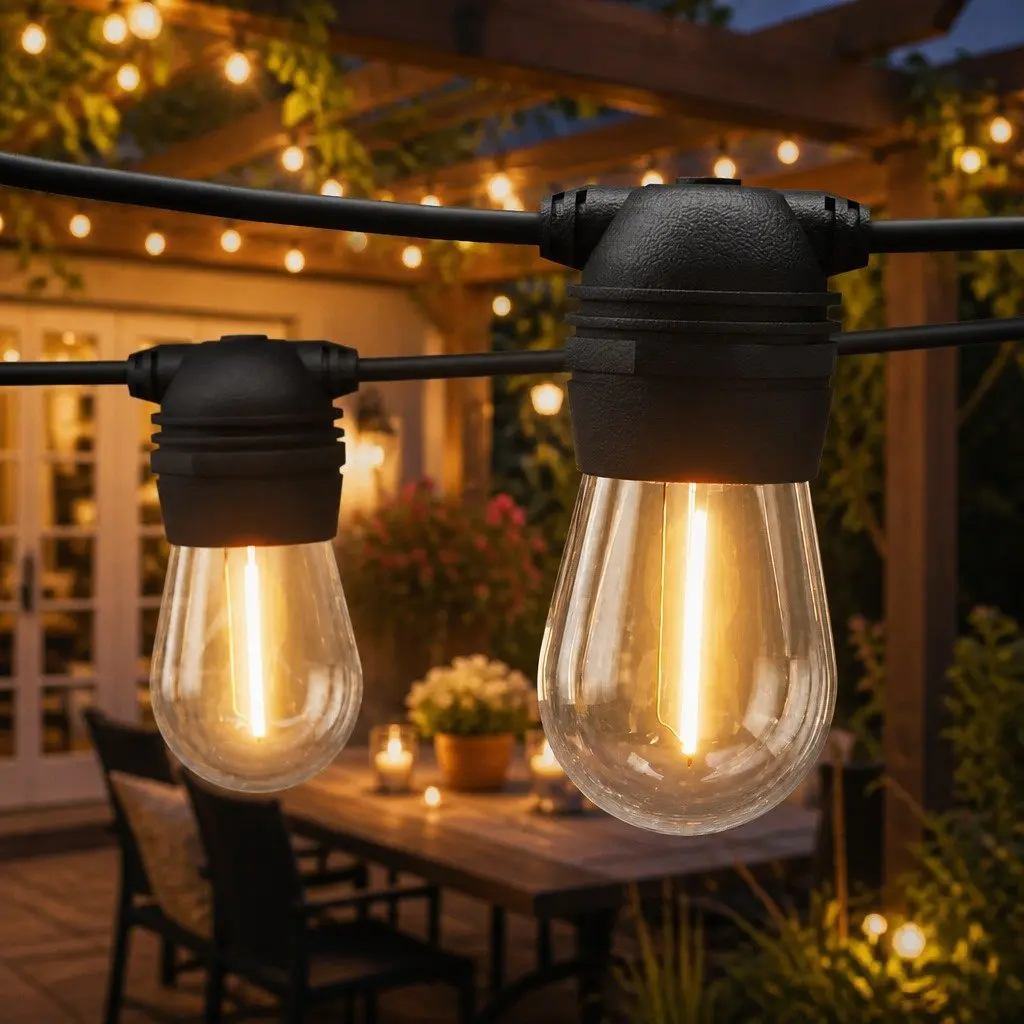 77m Solar Festoon Lights Outdoor LED String Light Warm White Christmas Party