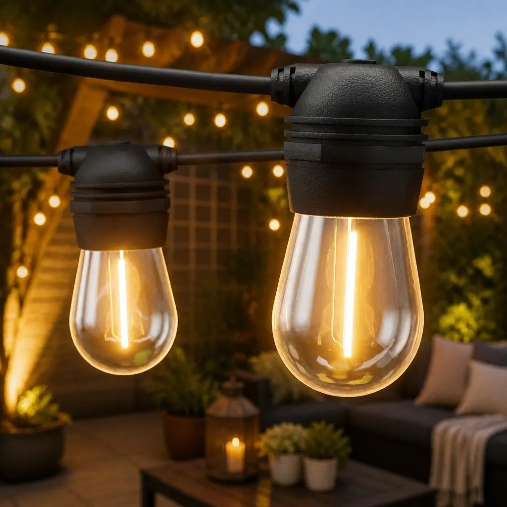 77m Solar Festoon Lights Outdoor LED String Light Warm White Christmas Party