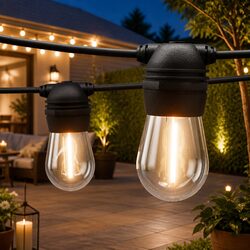 Solar Festoon String Lights 86m Outdoor LED Warm White Christmas Party