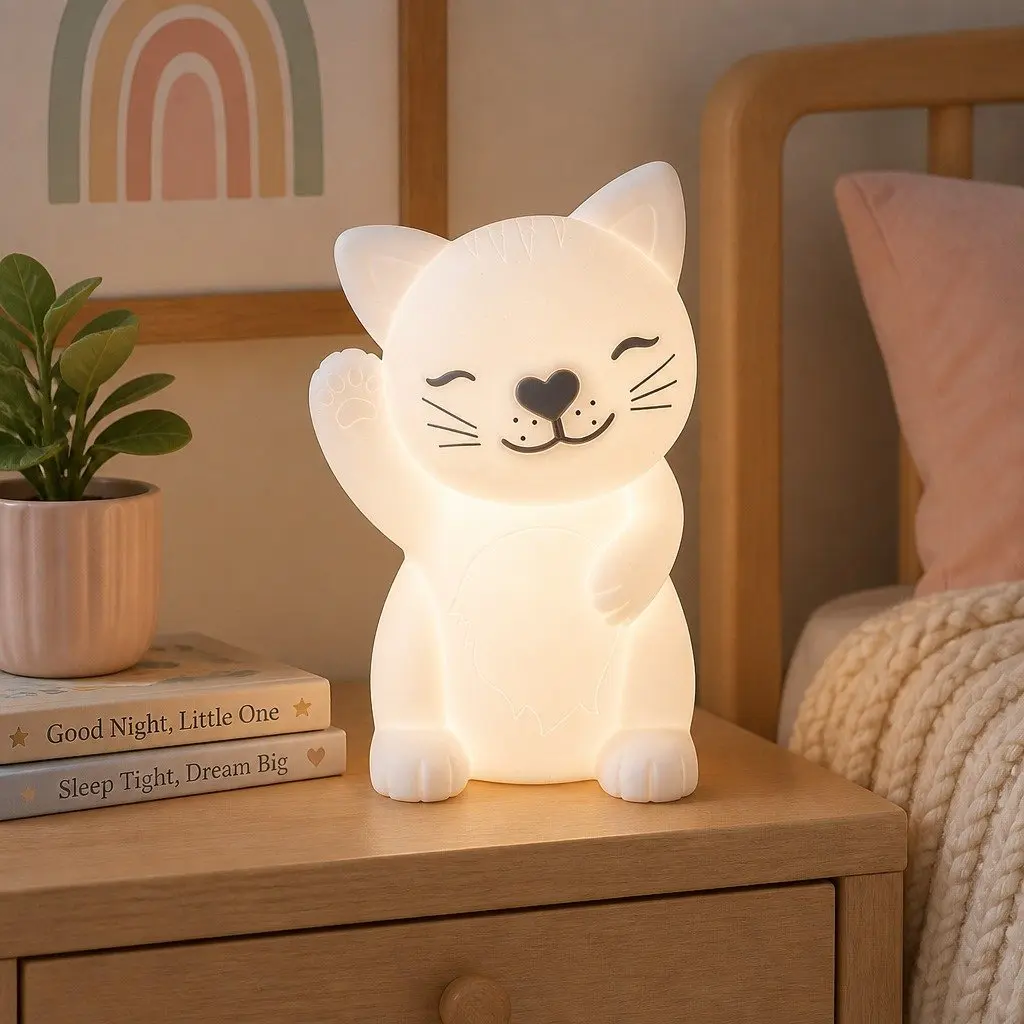 Cat LED Light Soft Touch Nightlight for Kids Bedroom Nursery Playroom 13cm x 10cm x 15.5cm