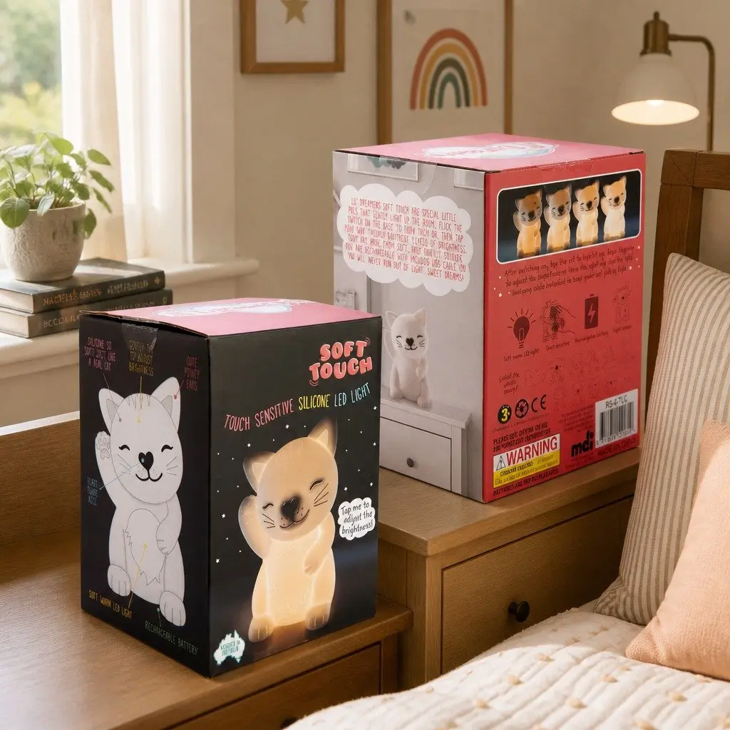 Cat LED Light Soft Touch Nightlight for Kids Bedroom Nursery Playroom 13cm x 10cm x 15.5cm
