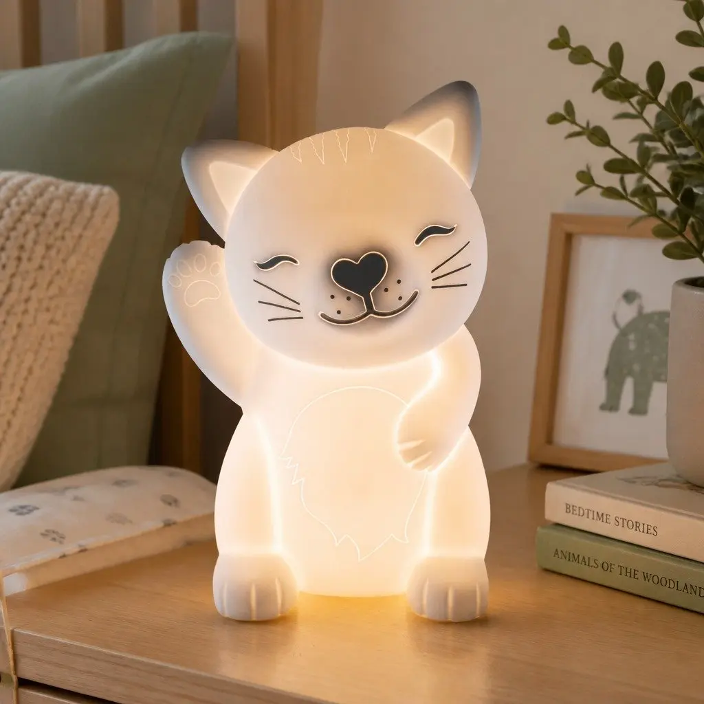 Cat LED Light Soft Touch Nightlight for Kids Bedroom Nursery Playroom 13cm x 10cm x 15.5cm