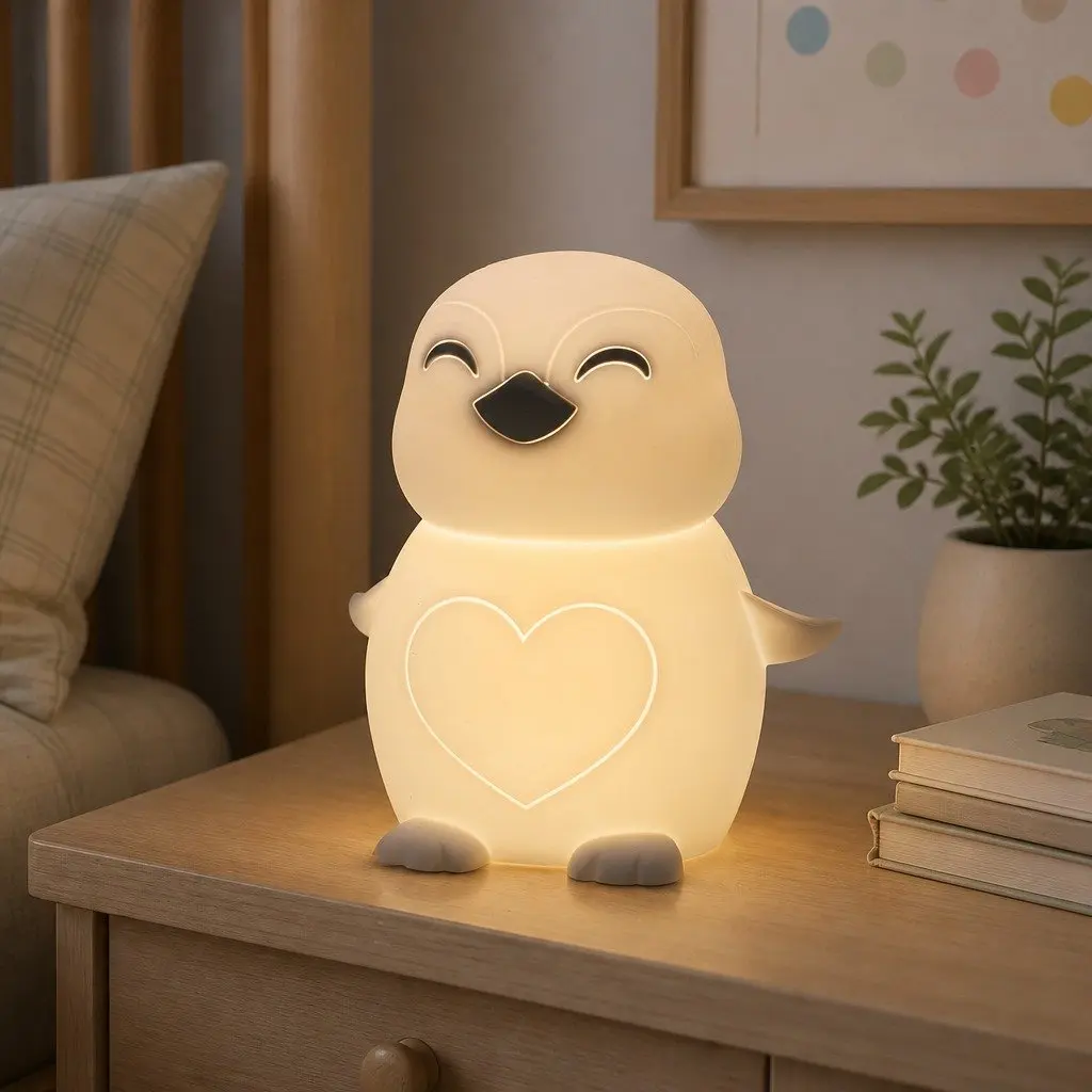 Penguin LED Light Soft Touch Nightlight Tap Activation Kids Bedroom Nursery 13cm x 10cm x 15.5cm