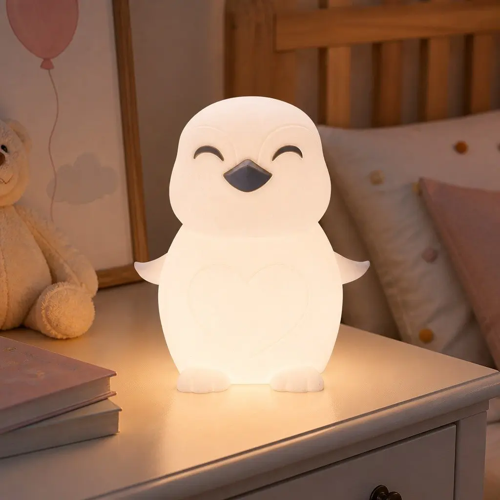 Penguin Soft Touch LED Light Kids Bedroom Nursery Nightlight Tap Activation