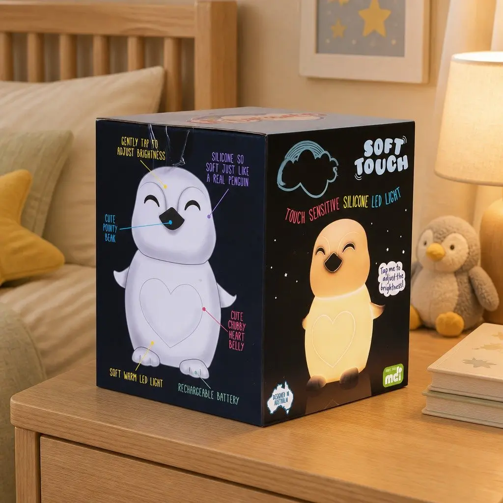 Penguin Soft Touch LED Light Kids Bedroom Nursery Nightlight Tap Activation