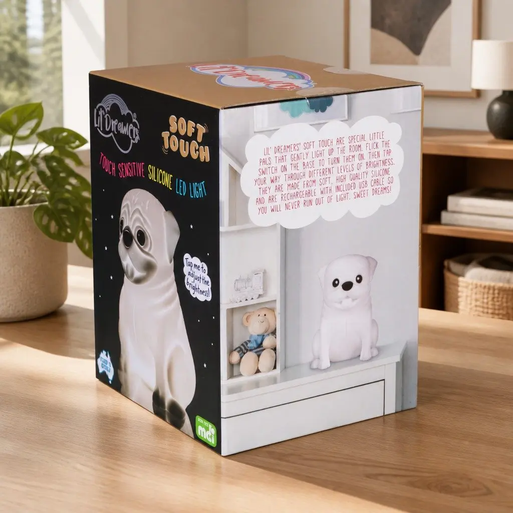 Pug Soft Touch LED Light Kids Bedroom Nightlight Nursery Decoration Tap