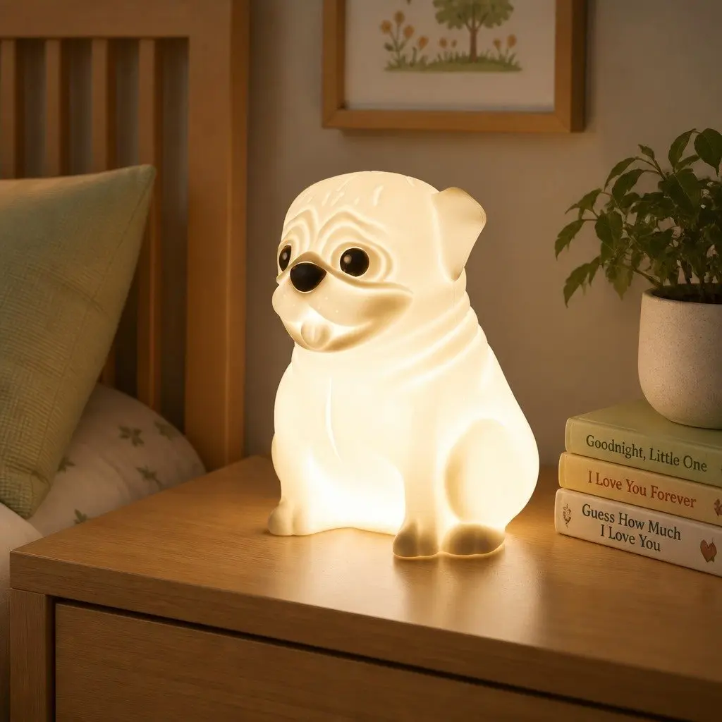Pug Soft Touch LED Light Kids Bedroom Nightlight Nursery Decoration Tap