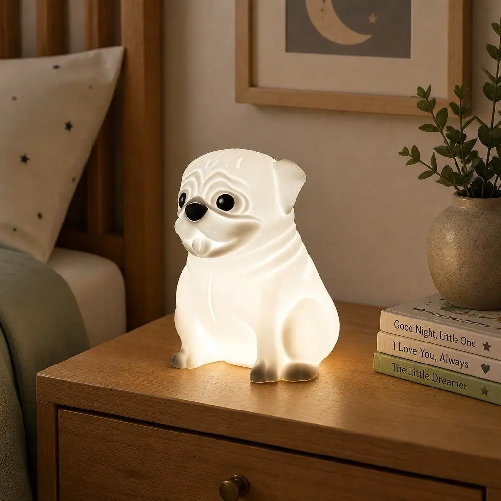 Pug Soft Touch LED Light Kids Bedroom Nightlight Nursery Decoration Tap