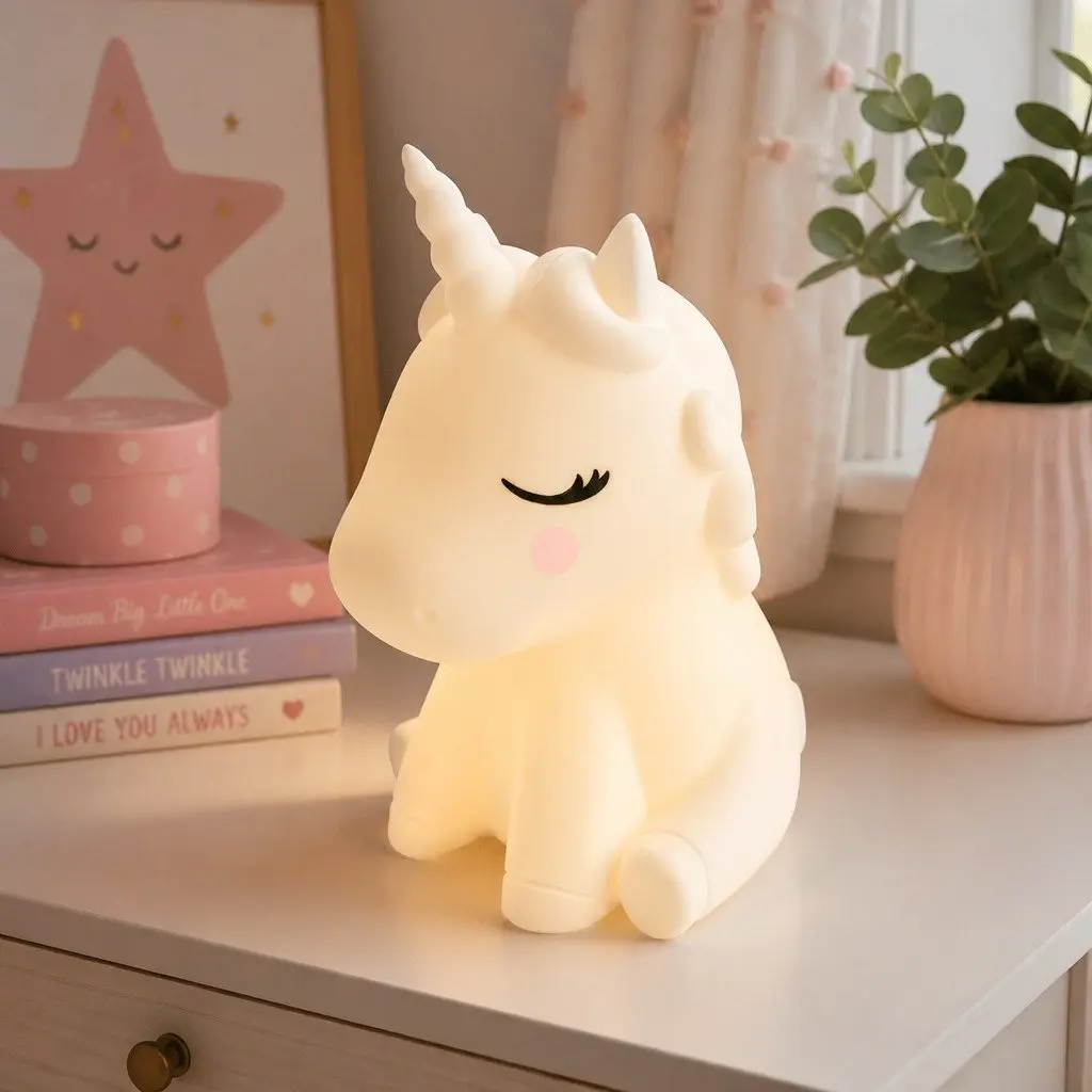 Children's Unicorn Silicone Touch LED Night Light Bedroom Nursery Soft Glow Lamp