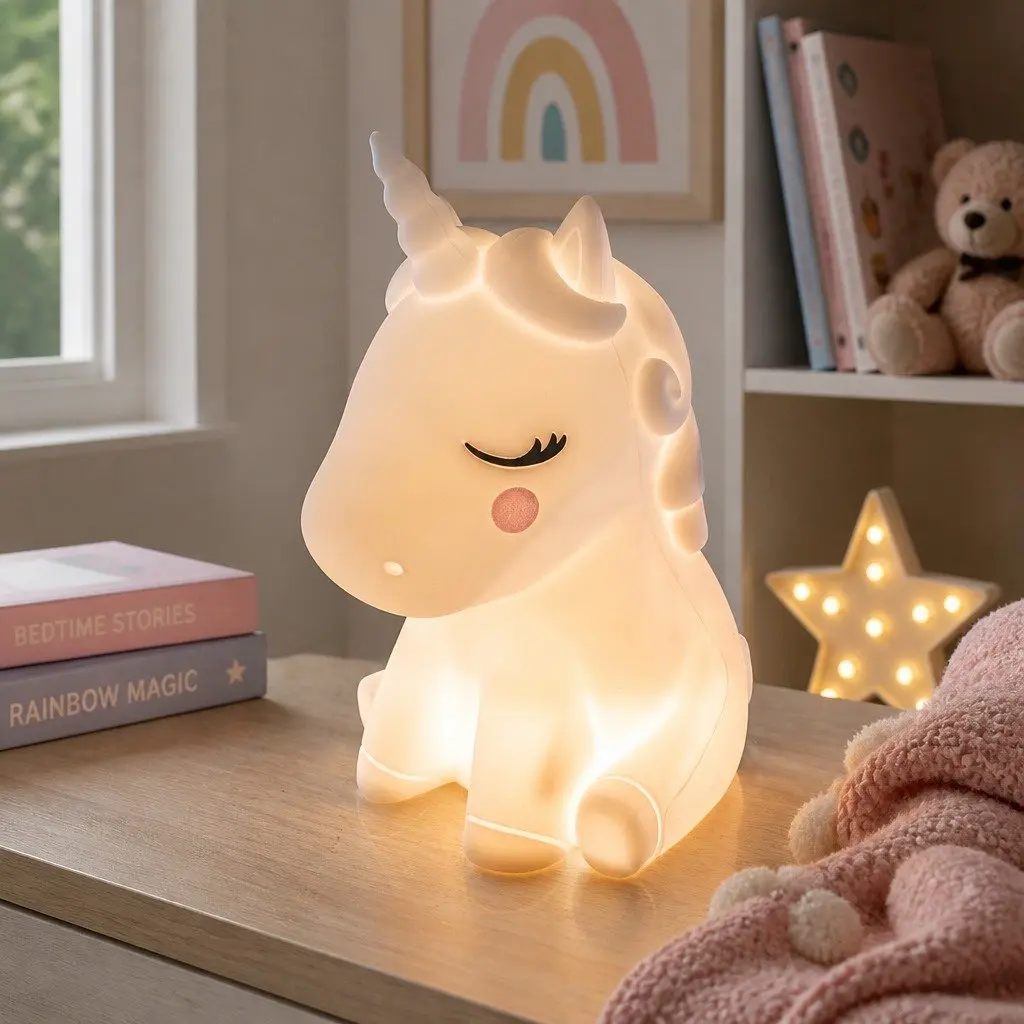 Children's Unicorn Silicone Touch LED Night Light Bedroom Nursery Soft Glow Lamp