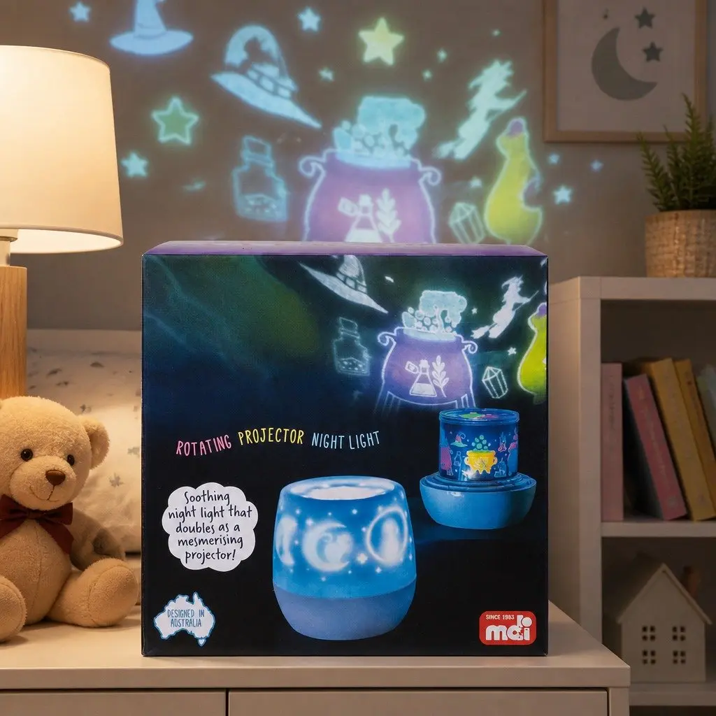 Rotating Projector Light Kids Bedroom Ceiling Stars Moons 12cm x 12cm x 13.5cm