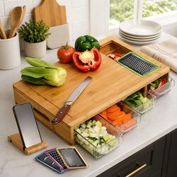 Reliable Bamboo Cutting Board with Integrated Storage