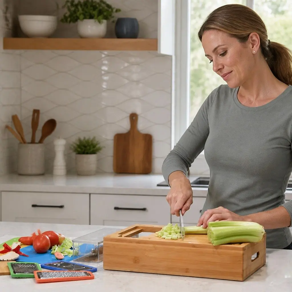 Bamboo Cutting Board with Integrated Storage