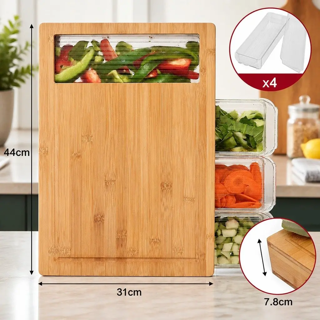 Bamboo Cutting Board with Integrated Storage