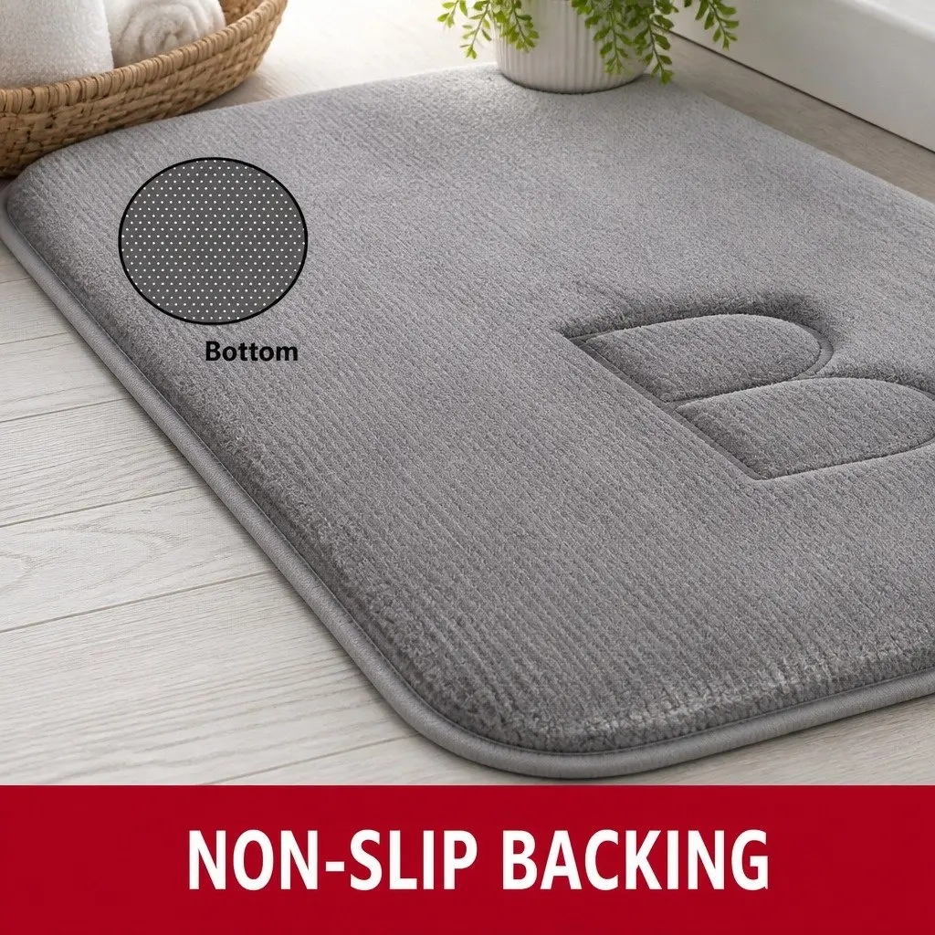 Memory Foam Bath Rug Mat Extra Thick Non-Slip Absorbent 60 x 40 cm Grey