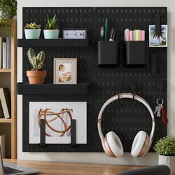 Pegboard Combination Kit 4 Square Pegboards 18 Accessories Wall Organiser