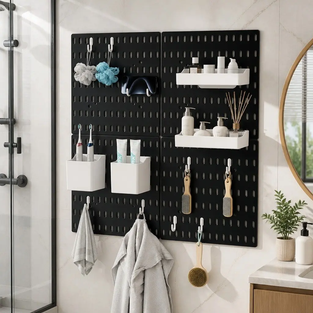 Pegboard Wall Organiser Kit Modular Hanging Storage 4 Panels 18 Accessories