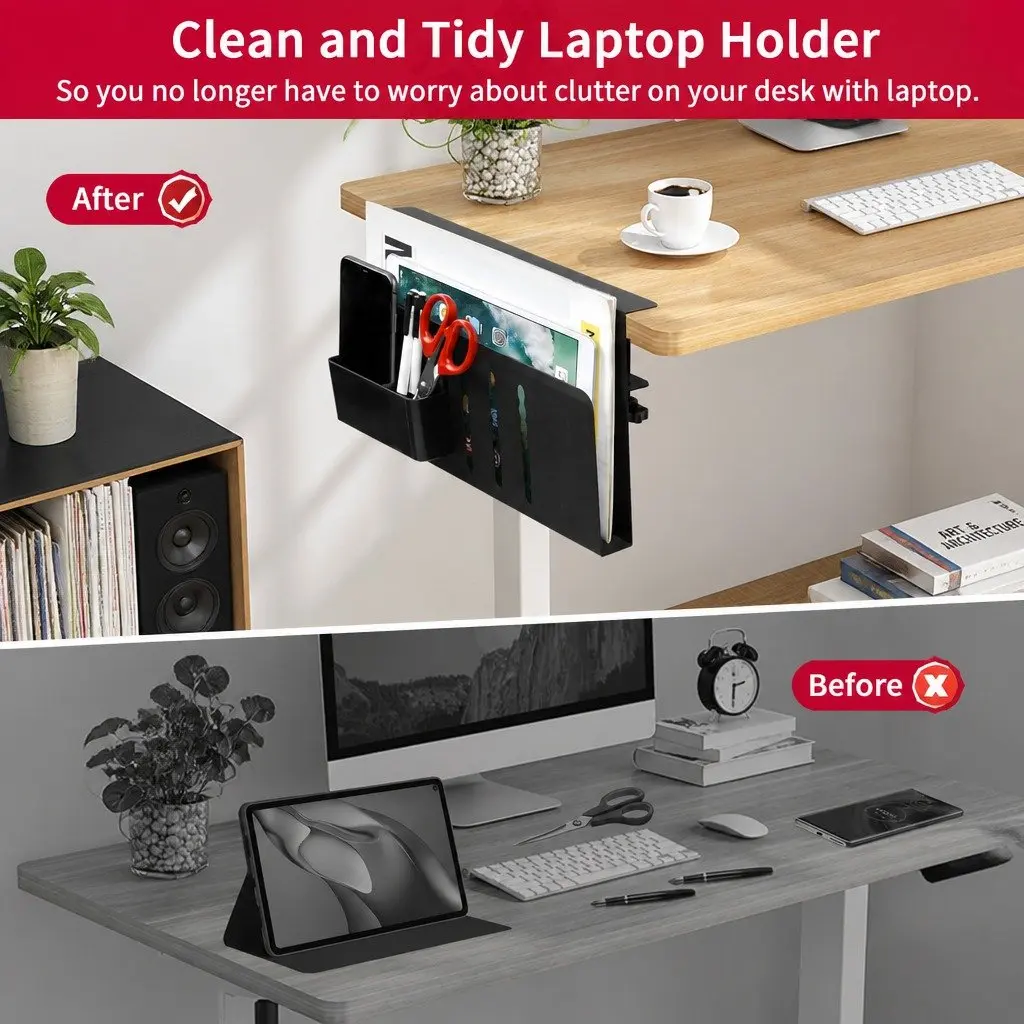 Under Desk Laptop Holder Side Storage Organizer Cable Management Pen Tray Office